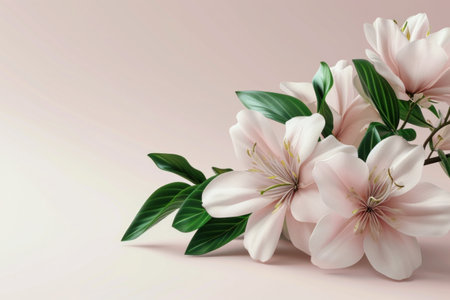 peiny flower poster template with large copy space for text.の素材