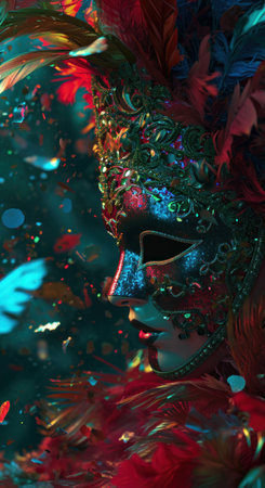 carnival, celebration confetti and masks,.の素材