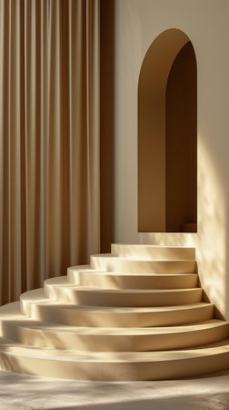 Stone steps ascend towards a doorway, creating a path to entry.の素材