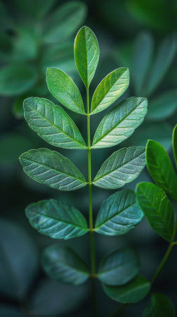 A detailed view of a vibrant green plant featuring its lush leaves and intricate patterns.の素材