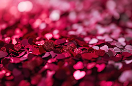 Valentine's Day background made from cut out paper hearts.の素材