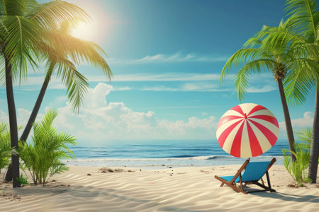 summer poster template with large copy space for text.の素材