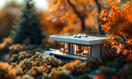 miniature house on nature background.の素材