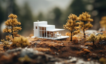 miniature house on nature background.の素材