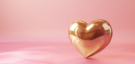 an empty gold heart on a pink background.の素材