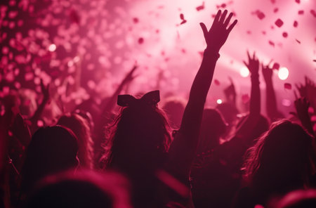 people at a concert singing and dancing.の素材