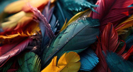 exotic feathers in many colors.の素材