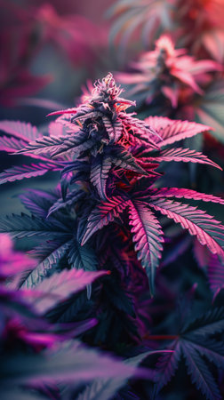 Detailed view of a plant with vibrant purple leaves showing its unique color and texture.の素材