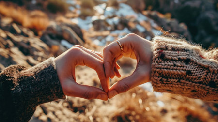 Couple's Hands Forming Heart.の素材
