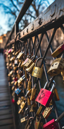 Love Locks on a Bridge.の素材