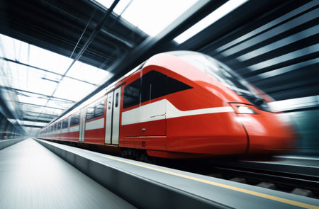 red and white train motion.の素材