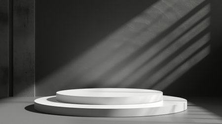 A round wooden table with a light placed on top of it, illuminating the surface.の素材