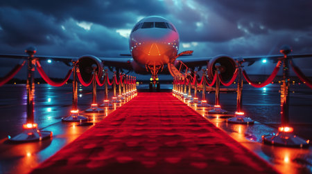 A massive jetliner parked and grounded on the tarmac at an airport, awaiting passengers and cargo for its next flight.の素材