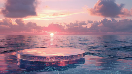 A sizeable swimming pool stands out in the midst of a vast body of water.の素材