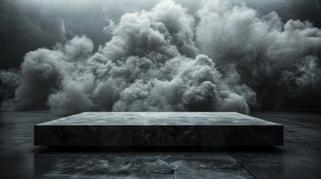 A black and white bench emitting smoke.の素材