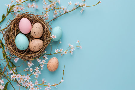 top view copy space easter background.の素材