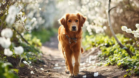 Dog Walking in Bloom.の素材