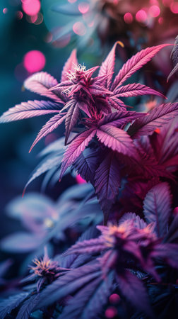 Detailed view of a plant with vibrant purple leaves showing its unique color and texture.の素材