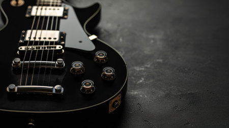 black guitar background with copy space.の素材