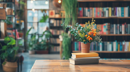book store advertising background with copy space.の素材
