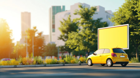 car rental advertising background with copy space.の素材