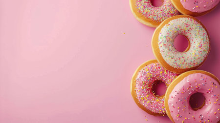 donuts advertising background with copy space.の素材