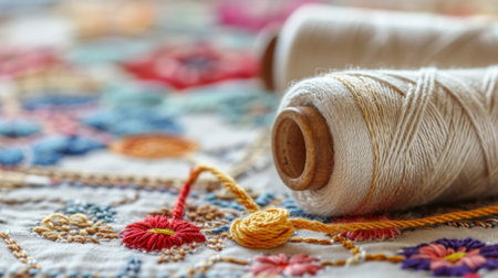 embroidery background with copy space.の素材