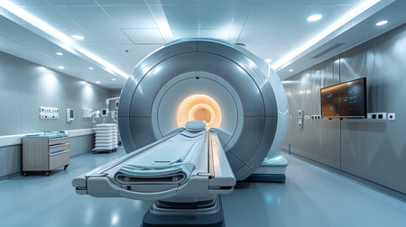 A room containing a sizable machine positioned centrally within the space, dominating the surroundings.の素材