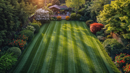 Beautiful garden in the morning light. 3D Rendering.の素材