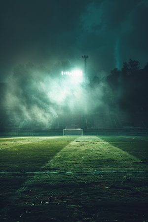 A green field ending in a light source, creating a striking visual contrast and sense of depth.の素材