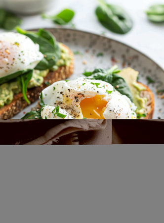 A plate displaying a meal made of scrambled eggs mixed with sauteed spinach, a nutritious and tasty combination commonly enjoyed for breakfast or brunch.の素材