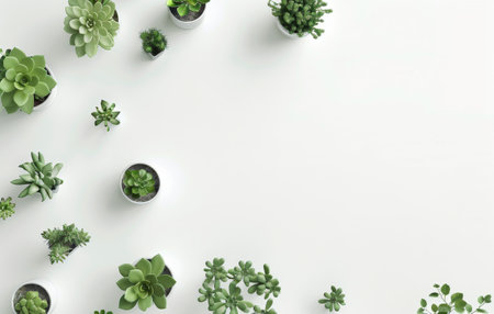Several succulent plants displayed on a clean white background.の素材