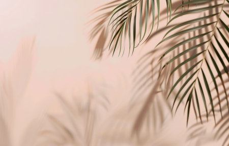 A palm tree stands in front of a bright pink wall, creating a striking urban tropical scene.の素材