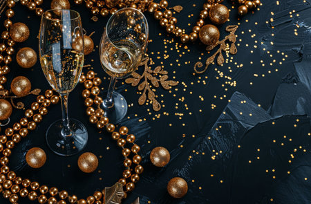 A wooden table is seen with two glasses of red wine. The glasses are filled halfway, and condensation has formed on the outside. The setting appears to be indoors with a simple, clean aesthetic.の素材