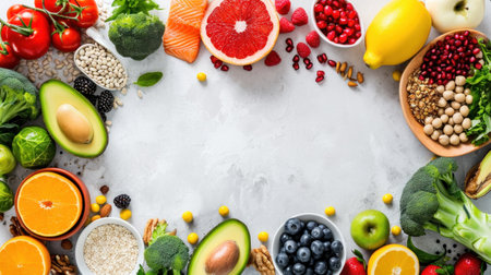 healthy food store advertising background with copy space.の素材