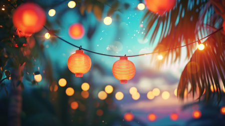 night summer party advertising background with copy space.の素材