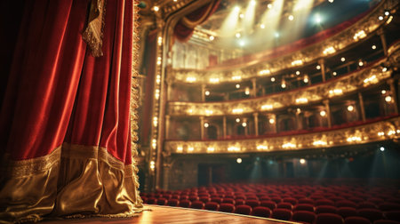 Opera theater advertising background with copy space.の素材