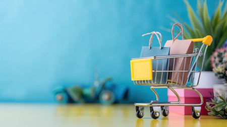 Online shop advertising background with copy space.の素材