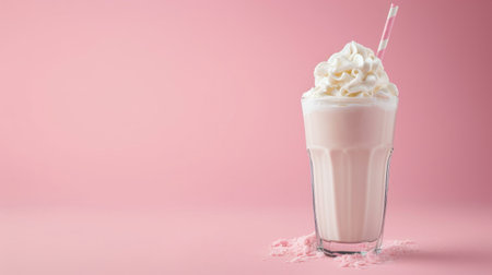 Milk shake advertising background with copy space.の素材