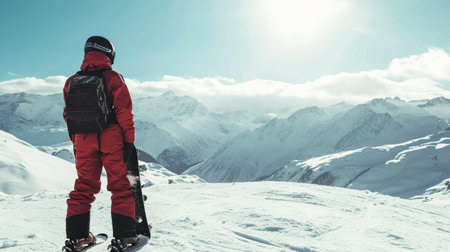 Snowboarding advertising background with copy space.の素材