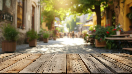straat cafe advertisment background with copy space.の素材