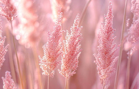 in close up shot of the pink grasses.の素材