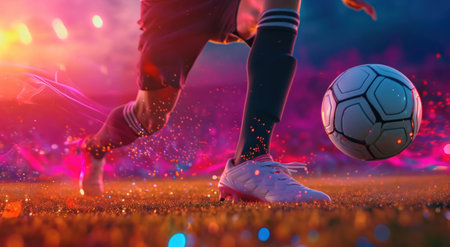 a person is kicking a soccer ball.の素材