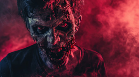 Zombie party advertisment background with copy space.の素材