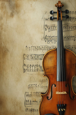 Violin Concert advertisment background with copy space.の素材