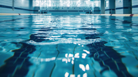 Swimming pool advertisment background with copy space.の素材
