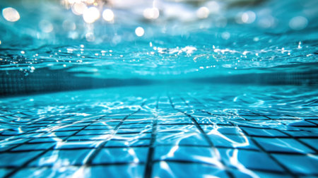 Swimming pool advertisment background with copy space.の素材