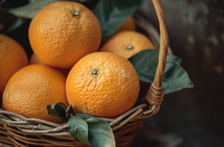 bunch of oranges in basket.の素材