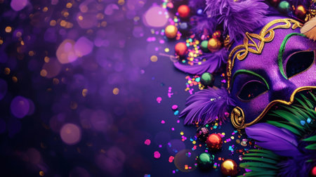 beautiful Mardi Gras Carnival background with copy space.の素材
