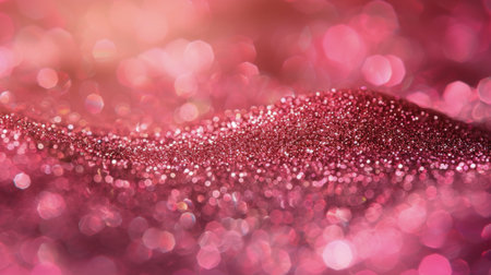 Detailed view of a vibrant pink glitter background, showing the sparkling texture and light reflections.の素材